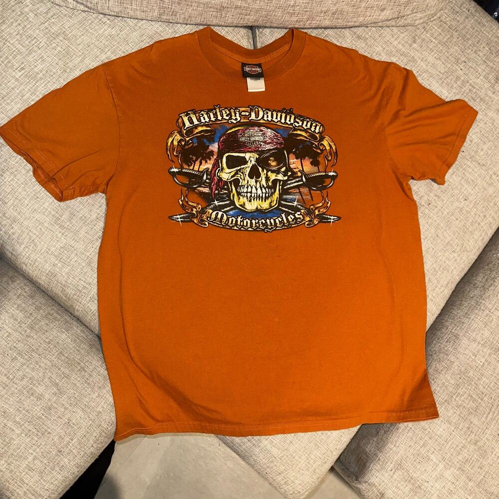 Harley Davidson T Shirt men's XL Orlando Florida Pirate‎ Fall 2011 Sturgis Biker